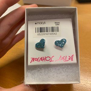 Betsy Johnson Blue Heart Earrings